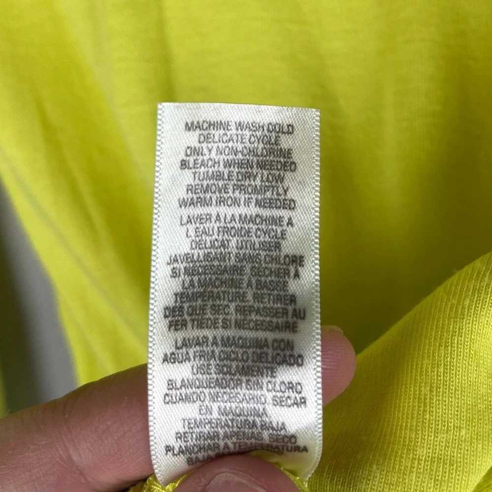 Splendid Pima Cotton Modal Long Sleeve Turtleneck Top Neon Yellow Large